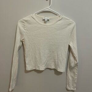 TOPSHOP Ribbed Cropped Long Sleeve Top